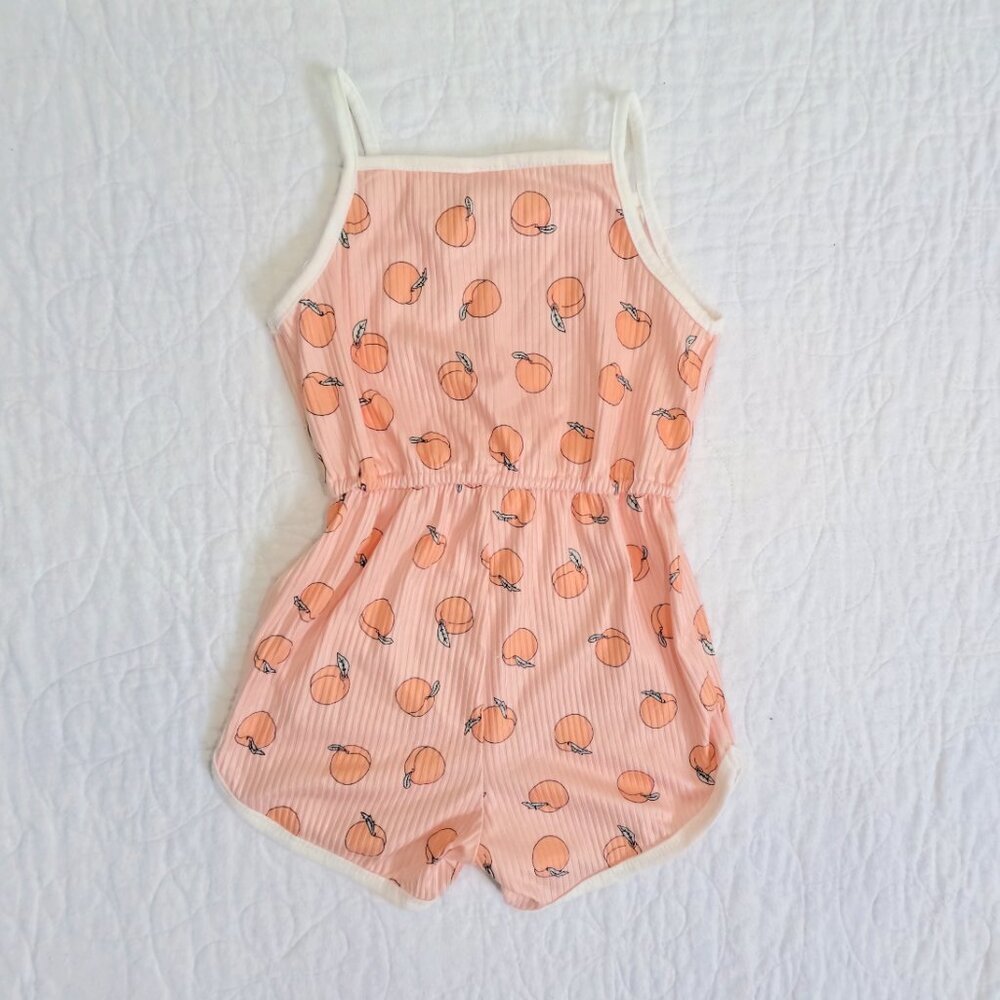 Girl's Peach Print Summer Romper ( 4T/110)​ - Picture 2 of 3